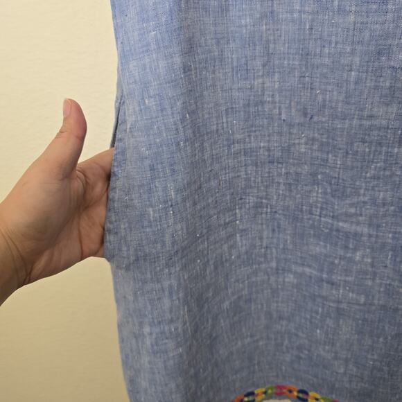 Uncle Frank Women's Spring Blue Linen Tunic Dress Size XS Pockets *Tag Removed - Picture 4 of 11